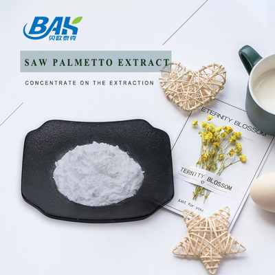 توريد المصنع استخراج بالميتو المنشار 25٪ 35٪ 45٪ الأحماض الدهنية Serenoa Repens White Powder