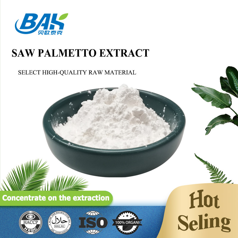 توريد المصنع استخراج بالميتو المنشار 25٪ 35٪ 45٪ الأحماض الدهنية Serenoa Repens White Powder